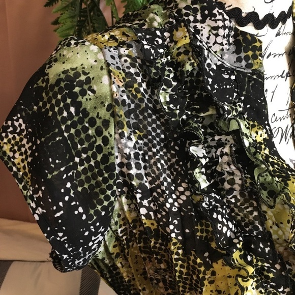 NY Collection button front ruffled chest blouse - Picture 2 of 7